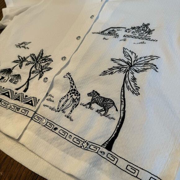 Vintage Rare KORET Embroidered Tropical Giraffe Boxy Top Women sz XL Art to Wear - Picture 5 of 10